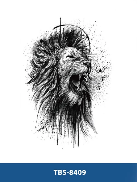 TBS-8409 ORTA BOY ASLAN DESEN GEÇİCİ DÖVME-TATTO