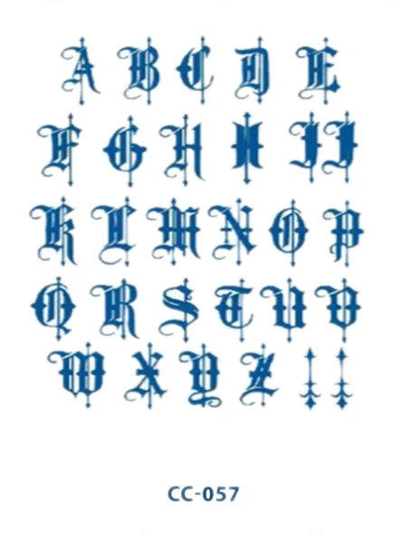 CC-057 YARI KALICI ALFABE HARF DESEN PARMAK VE VUCUT DÖVME-TATTO ürün görseli