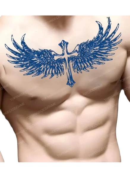 GZXT-033 YARI KALICI HAÇ VE KANAT DESEN GÖĞÜS DÖVME-TATTO - 2