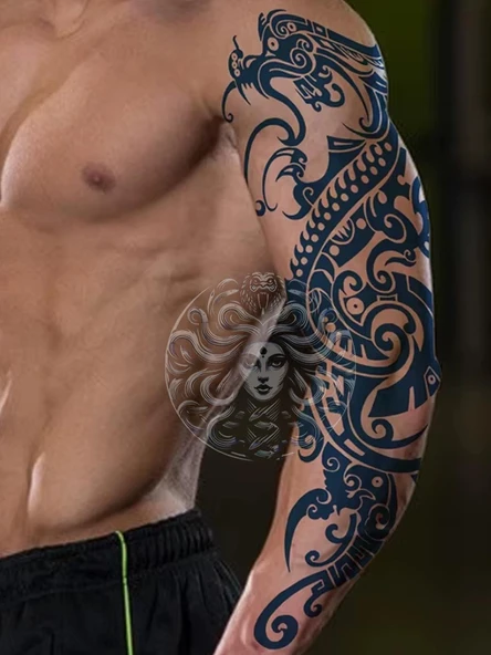 GZQB-002 YARI KALICI ANKA KUŞU DESEN KOL DÖVMESİ-TATTO