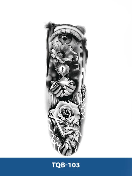 TQB-103 GÖZ VE KUM SAATİ DESEN GEÇİCİ KOL DÖVMESİ-TATTO