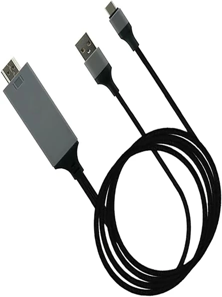 HDMI Apple Android Type-C Giriş Uyumlu 4K 60Hz HDTV Görüntü Aktarım Kablosu Projektör Dönüştürücü - 2
