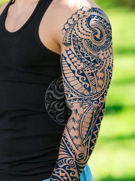 GZQB-010 YARI KALICI ETNİK DESEN KOL DÖVMESİ-TATTO