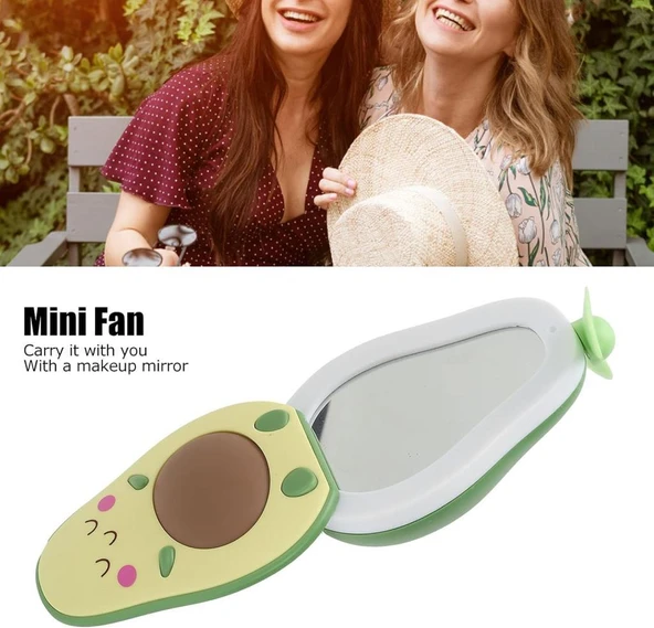 Fan Led Gece Lambası Makyaj Aynası Avakado USB Fan El Tipi Masa Vantilatörü - 3