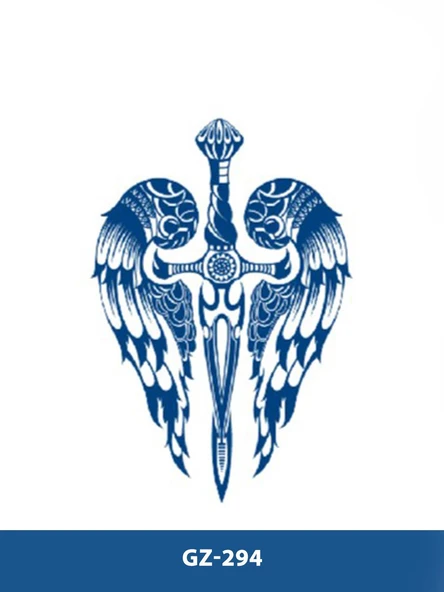 GZ-294 ORTA BOY YARI KALICI KILIÇ KANAT DESEN DÖVME ürün görseli