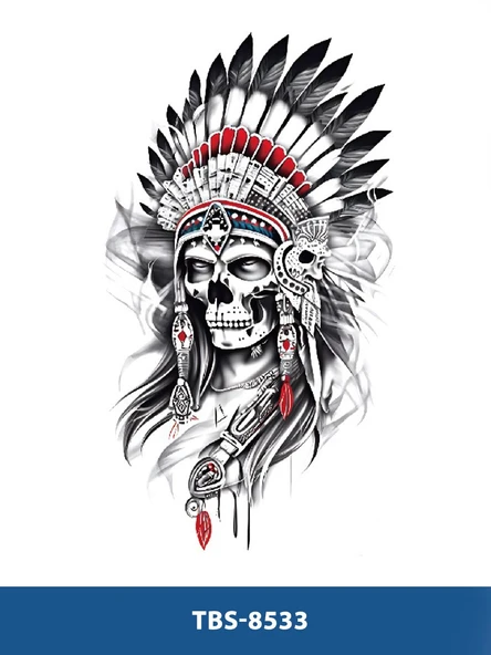 TBS-8533 ORTA BOY KIZILDERİLİ İSKELET DESEN GEÇİCİ DÖVME-TATTO