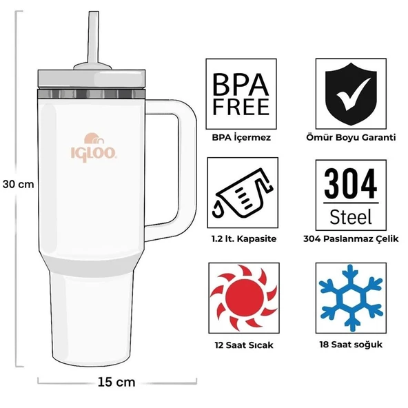 İgloo Stadler Thermo-Mug 1.2 Litre Pipetli Termos Bardak - 12