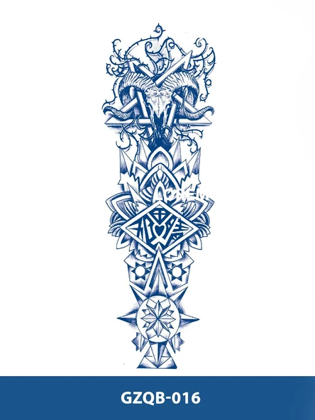 GZQB-016 YARI KALICI KOÇ KURUKAFA DESEN KOL DÖVMESİ-TATTO - 2