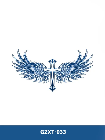 GZXT-033 YARI KALICI HAÇ VE KANAT DESEN GÖĞÜS DÖVME-TATTO