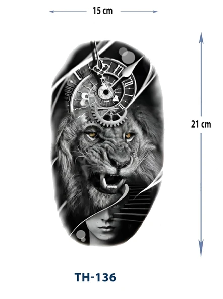 TH-136X ORTA BOY ASLAN VE KADIN DESEN GEÇİCİ DÖVME-TATTO ürün görseli