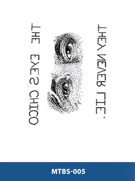 MTBS-005 ORTA BOY THE EYES CHICO THEY NEVER LIFE YAZI VE GÖZ DESEN GEÇİCİ DÖVME-TATTO