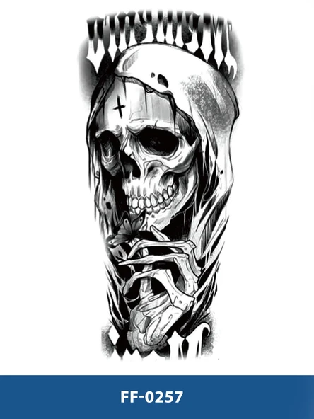 FF-257 ORTA BOY İSKELET DESEN GEÇİCİ DÖVME-TATTO