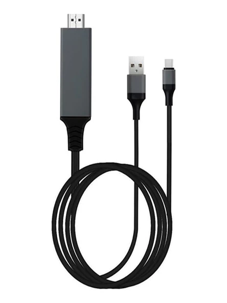 HDMI Apple Android Type-C Giriş Uyumlu 4K 60Hz HDTV Görüntü Aktarım Kablosu Projektör Dönüştürücü - 5