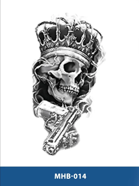 MHB-015 ORTA BOY KURUKAFA KRAL DESEN GEÇİCİ DÖVME-TATTO