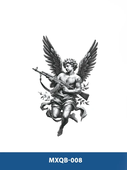 MXQB-008 ORTA BOY KELEŞ TUTAN MELEK DESEN GEÇİCİ DÖVME-TATTO