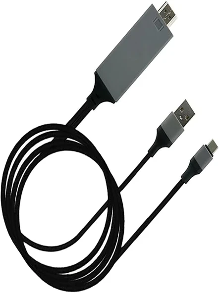 HDMI Apple Android Type-C Giriş Uyumlu 4K 60Hz HDTV Görüntü Aktarım Kablosu Projektör Dönüştürücü - 3