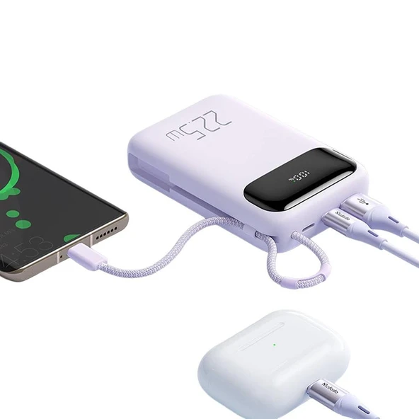 Mcdodo Mc-3245 20W 10000Mah Powerbank Typec Şarj Kablo, Mor - Resim 2