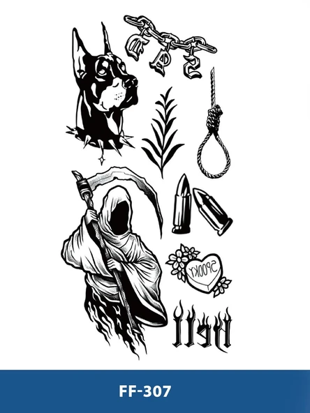 FF-307 ORTA BOY ÇOKLU DESEN GEÇİCİ DÖVME-TATTO