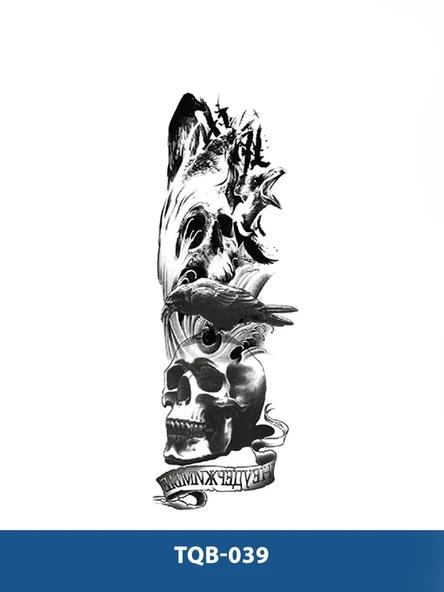 TQB-039 KURUKAFA DALGA DESEN GEÇİCİ KOL DÖVMESİ-TATTO