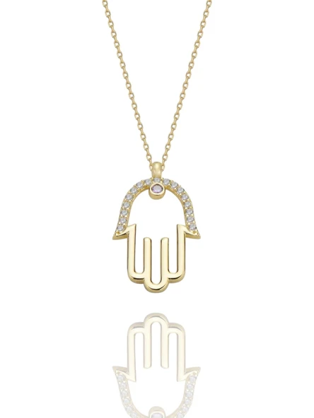 Sade Zarif Fatma Ana Eli Çok Şık 14 Ayar Altın Kolye ürün görseli