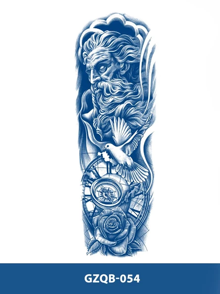 GZQB-054 YARI KALICI ZEUS GÜVERCİN VE PUSULA DESEN KOL DÖVMESİ-TATTO - 2
