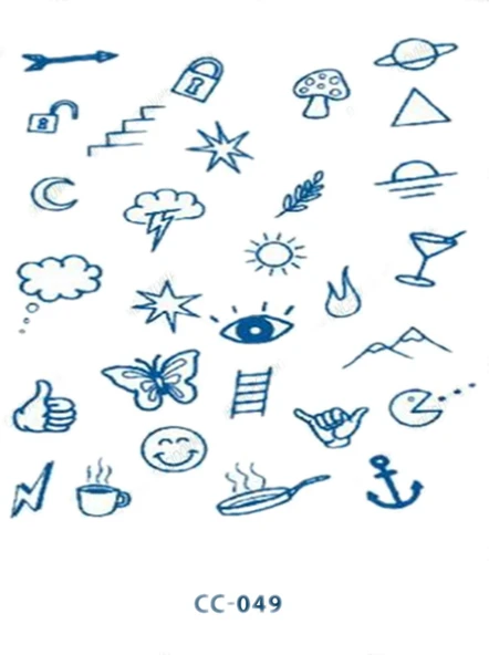 CC-049 YARI KALICI ÇOKLU MİNİMAL ŞEMA DESEN PARMAK VE VUCUT DÖVME-TATTO ürün görseli