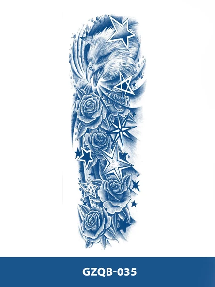 GZQB-035 YARI KALICI KARTAL YILDIZ VE GÜL DESEN KOL DÖVMESİ-TATTO - 2