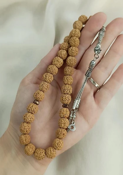 Tesbih 33 lük 10 mm Doğal Rudraksha Rudraşka Tespih - 2