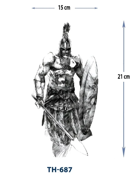 TH-687 ORTA BOY SAVAŞCI DESEN GEÇİCİ DÖVME-TATTO