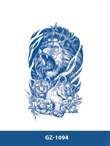 GZ-1094 ORTA BOY YARI KALICI ASLAN VE YAVRULARI DESEN DÖVME