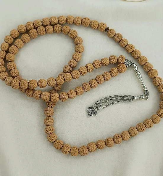Tesbih 99 lük 10 mm Doğal Rudraksha Rudraşka Tespih - 4