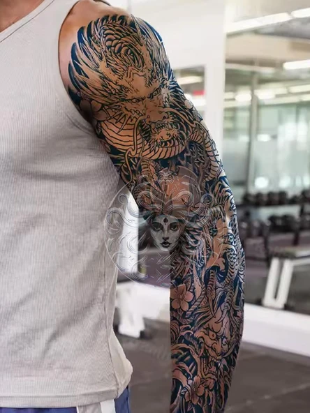 GZQB-031 YARI KALICI EJDERHA DESEN KOL DÖVMESİ-TATTO