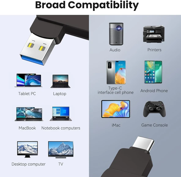 Usb + Type-C Çıkışlı Flash Bellek 64gb Iphone Samsung IOS Android Windows Pc Flash Bellek - 2