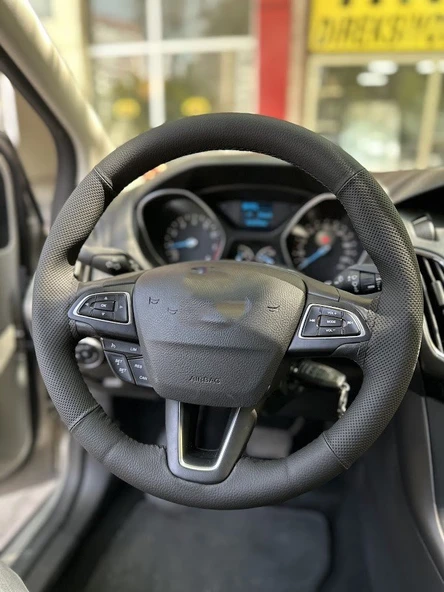 FORD FOCUS 3,5 UNİVERSAL SİMİDE DİKİLEN KILIF NOKTA DÜZ SİYAH - Resim 2