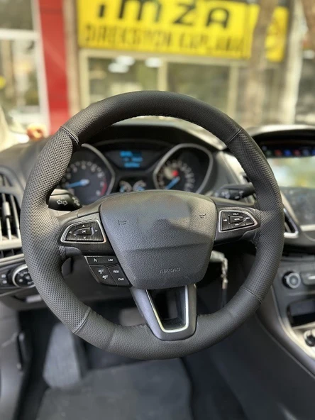 FORD FOCUS 3,5 UNİVERSAL SİMİDE DİKİLEN KILIF NOKTA DÜZ SİYAH - Resim 3