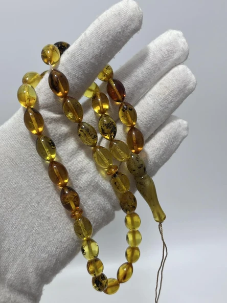 Doğal Kaya Damla Kehribar Tesbih 33lük 24,82 Gram