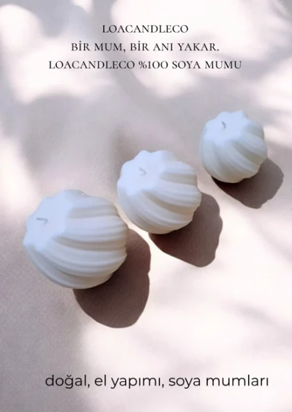 LOACANDLECO SPİRAL TASARIM DEKORATİF SOYA MUM SETİ 3'LÜ BEYAZ