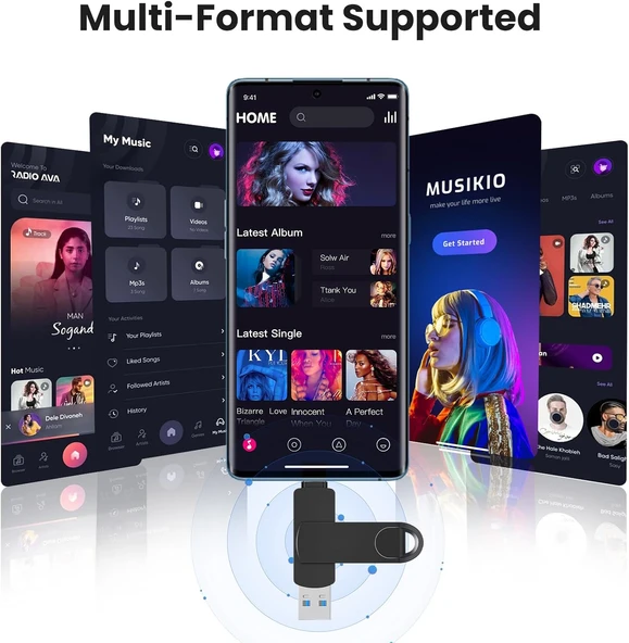 Usb + Type-C Çıkışlı Flash Bellek 64gb Iphone Samsung IOS Android Windows Pc Flash Bellek - 3