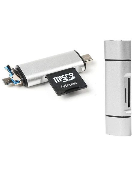 Type-C Usb Micro Sd Kart Okuyucu Çevirici Dönüştürücü Adaptör PC, Dizüstü, Tablet, Telefon Uyumlu - 4