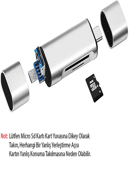 Type-C Usb Micro Sd Kart Okuyucu Çevirici Dönüştürücü Adaptör PC, Dizüstü, Tablet, Telefon Uyumlu - 8