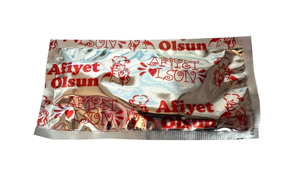 Tek Kullanımlık Islak Mendil Paket - Afiyet Olsun Yazılı Baskılı Poşet / 1000 Adet / Koli