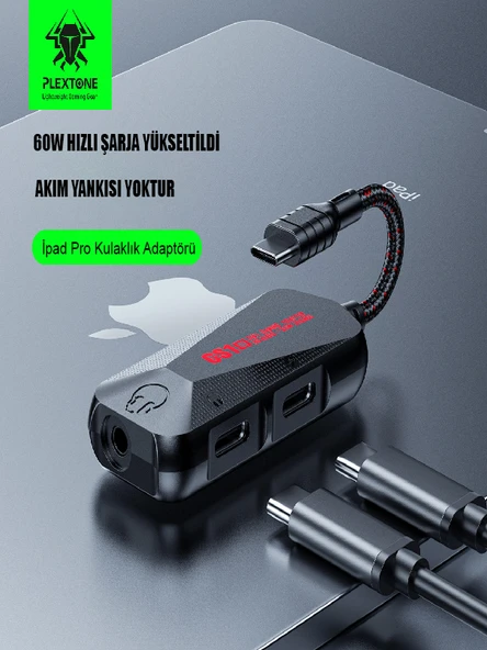 GS1 3 İn 1 Usb-c Type-c Oyun Ses 60W Hızlı Şarj Adaptörü Oyun ve Ses 60w Hızlı Şarj Adaptörü - 5