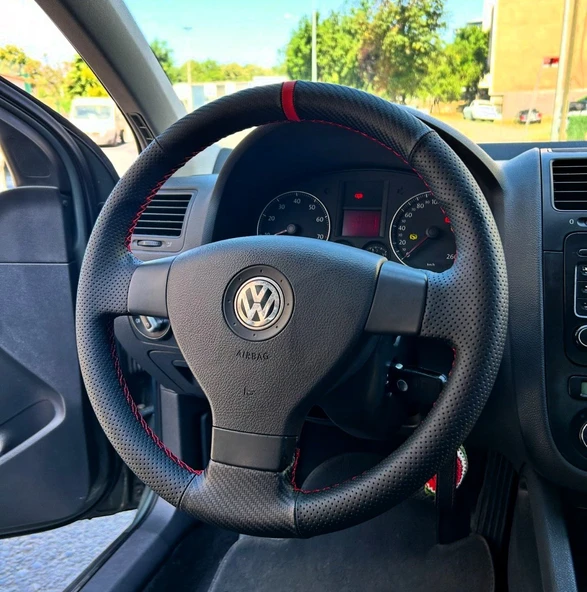 Volkswagen Polo Araca ÖZGÜ Direksiyon Kılıfı NOKTA KARBON KIRMIZI YÜZÜK - 2