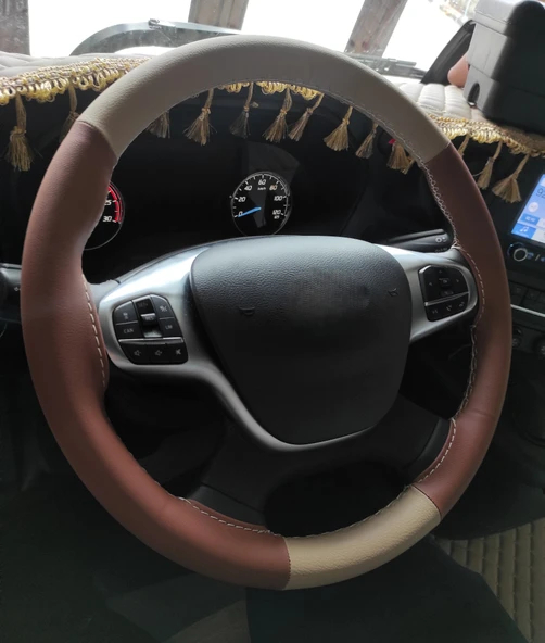 Ford Fmax Kahverengi Krem DİKMELİ Direksiyon Kılıfı - Resim 3