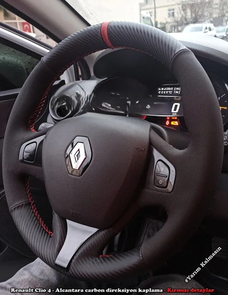 Clio 4 FAZ 1 2014-2017 Araca Özel Direksiyon Kılıfı (Makyajlı Kasalara Uyumlu Değildir) ürün görseli