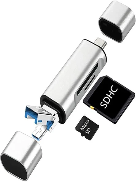 Type-C Usb Micro Sd Kart Okuyucu Çevirici Dönüştürücü Adaptör PC, Dizüstü, Tablet, Telefon Uyumlu