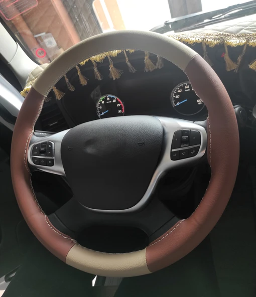 Ford Fmax Kahverengi Krem DİKMELİ Direksiyon Kılıfı - Resim 2