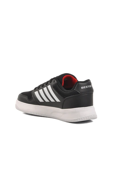 Ayakmod Siyah Beyaz Fileli Hafif Erkek Spor Ayakkabı BST-B74 M - Resim 4