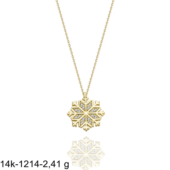 Kartanesi Farklı Tasarım Çok Şık 14 Ayar Altın Kolye - Resim 2