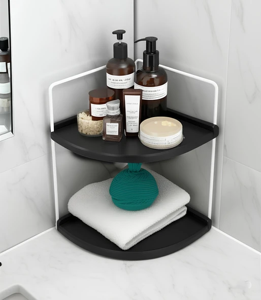 Dekoratif 2 Katlı Raf  Çok Amaçlı Organizer Paslanmaz Çelik & Ahşap Stand Salon, Mutfak, Banyo, Çalışma Alanı İçin